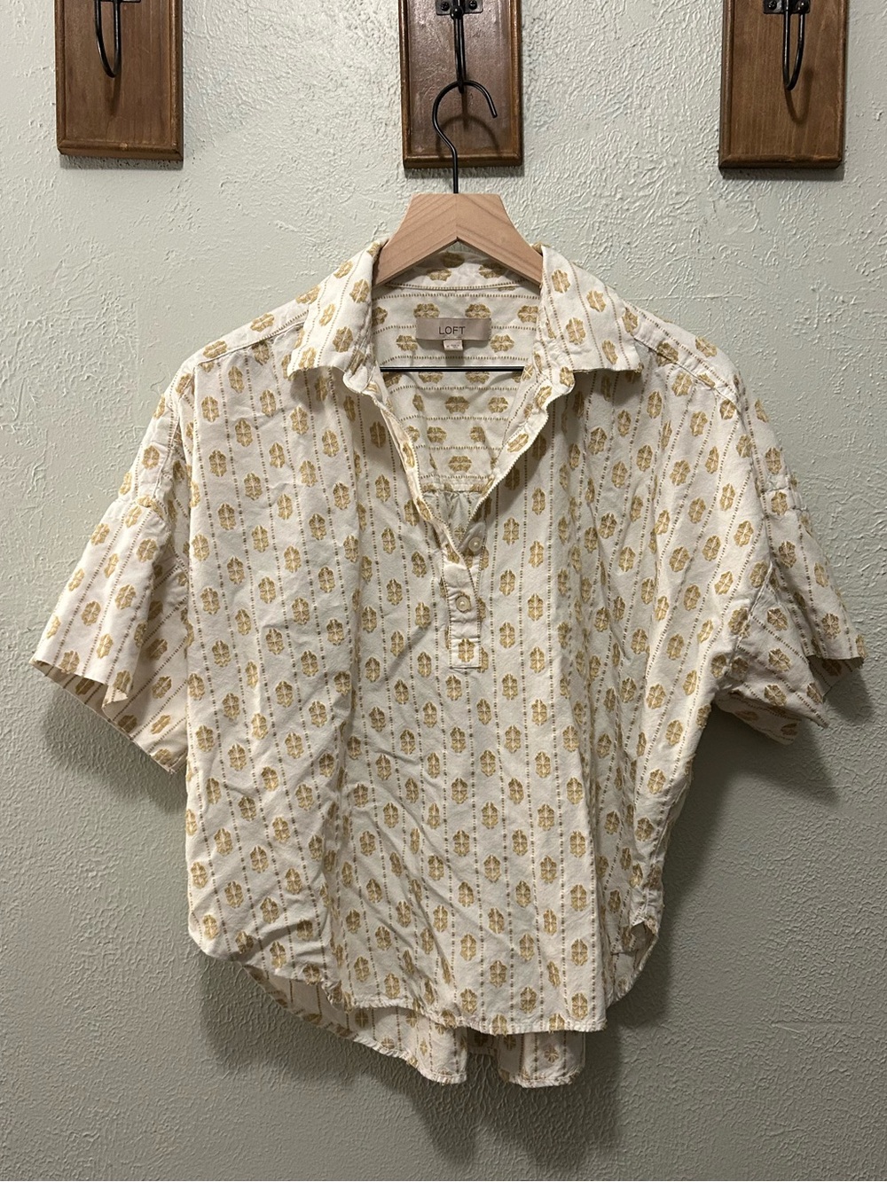 LOFT Cream Button-Down Shirt